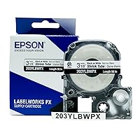 Epson LABELWORKS 203YLBWPX Tape Cartridge - Black on White Shrink Tube Industrial Label Maker Tape - AWG 16-22, 1/8