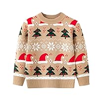 Boys Cardigan Sweater 5t Toddler Sweatshirts Santa Tree Hat Snowflake Prints Sweaters Spliced Sweatshirt