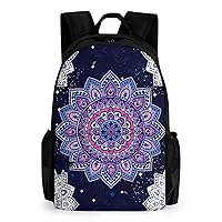 Indian Floral Paisley Ornament Pattern 17 Inch Laptop Backpack Large Capacity Daypack Travel Shoulder Bag for Men&Women