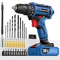 Drill Set, Cordless Drill 20V with Battery 2.0Ah, Electric Drill 25+1 Position, 2 Speed, 3/8 Inch Keyless Chuck, LED Light, Power Drill, 42pcs Accessories for Home DIY and Garden Repair