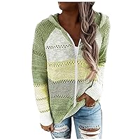 Women Zip Up Hoodies Color Block Lightweight Sweater Y2k Hoodie Casual V Neck Casual Long Sleeve Sweatshirt
