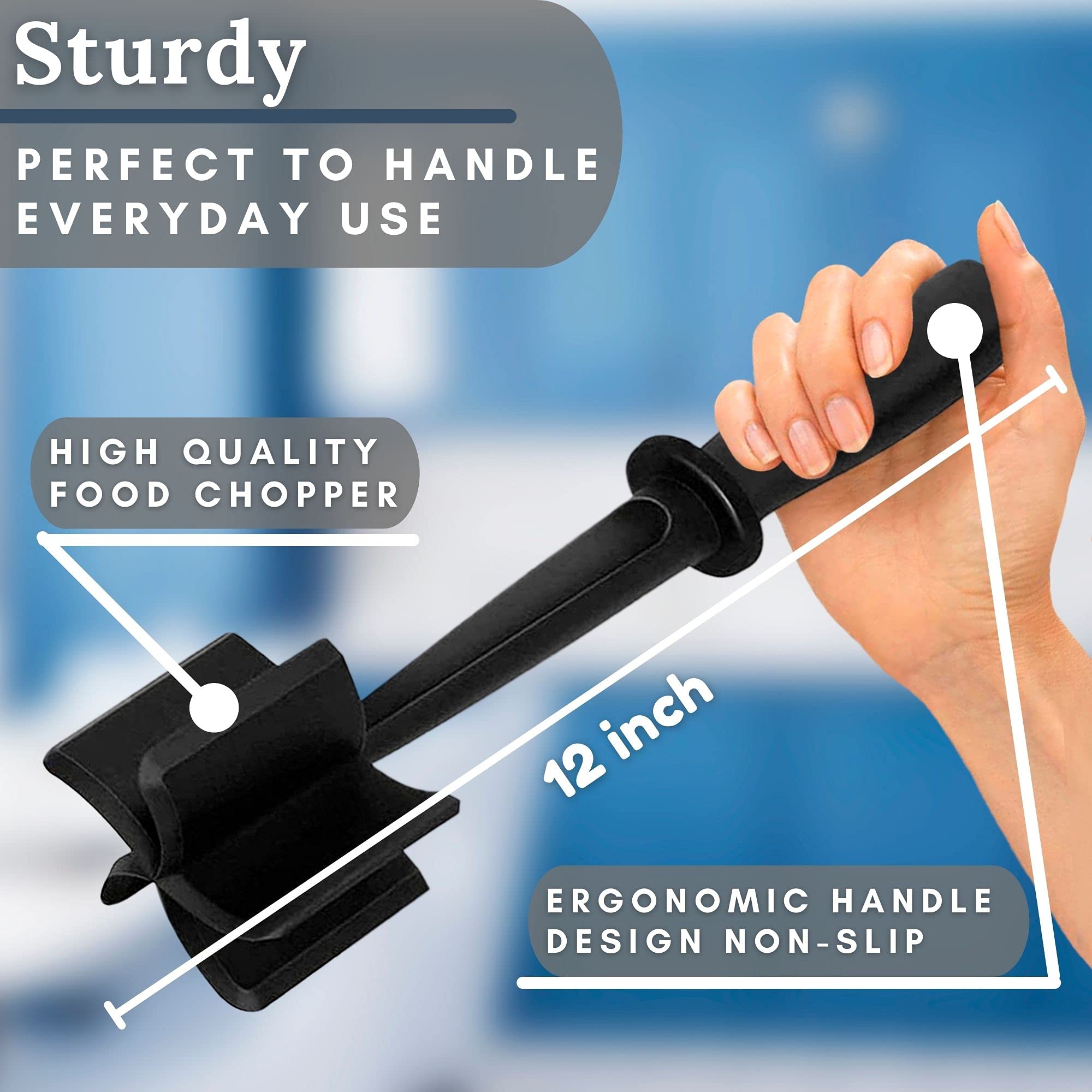 Professional Heat Resistant Ground Beef/Hamburger/Potato Masher | Nylon Ground Beef Chopper Tool | Hambuger Smasher Safe for Non-Stick Cookware