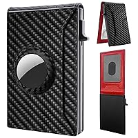 AirTag Wallet Men with Air Tag Holder, Slim Wallet for Men Minimalist with Airtag, Mens RFID Security Pop Up Card Case Wallet, Smart Credit Card Holder, Carbon Fiber Wallet for 9-12 Cards
