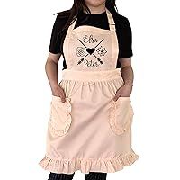 TEEAMORE Custom Ruffle Apron Kitchen Cooking Baking Grilling Cleaning Maid Costume Retro Apron with Pockets