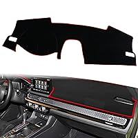 Custom Fit Dashboard Black Center Console Cover Dash Mat Protector Sunshield Cover Pad Carpet Compatible with Honda 11th Civic 2022 LX EX Sport Touring Sedan Coupe (Red Rim)
