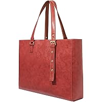 Leather Laptop Tote Bag for Women Large Professional Briefcase Work Bag with 4 Compartments Up to 15.6 inch