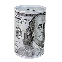 $100 Dollar Bill Coin Bank 6 inches Coin Saving Money Currency Benjamin Franklin C Note Tin Can Banknote Gift Ideas (1)