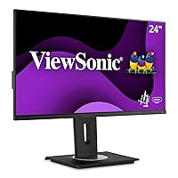 ViewSonic VG2456 24-Inch 1080p Monitor with USB 3.2 Type C Docking Built-In Gigabit Ethernet and 40 Degree Tilt Ergonomics for Home and Office,Black, 12.6