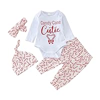 Baby Kids Girls Boys Suit Christmas Letters Long Sleeve Top Pants Hat Hairband 4PCs Set Outfits Baby Girl Summer
