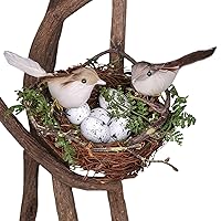 Fake Birds, Artificial Bird Nest 1 Set Cute Realistic Birds Decor Natural DIY Bird Ornaments Decorative 5.9in Birds Nest for Photography Garden Yard Home, Bird Ornaments