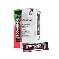 BODYARMOR Flash IV Electrolyte Packets, Strawberry Kiwi - Zero Sugar Drink Mix, Single Serve Packs, Coconut Water Powder, Hydration for Workout, Travel Essentials, Just Add Sticks to Liquid (15 Count)