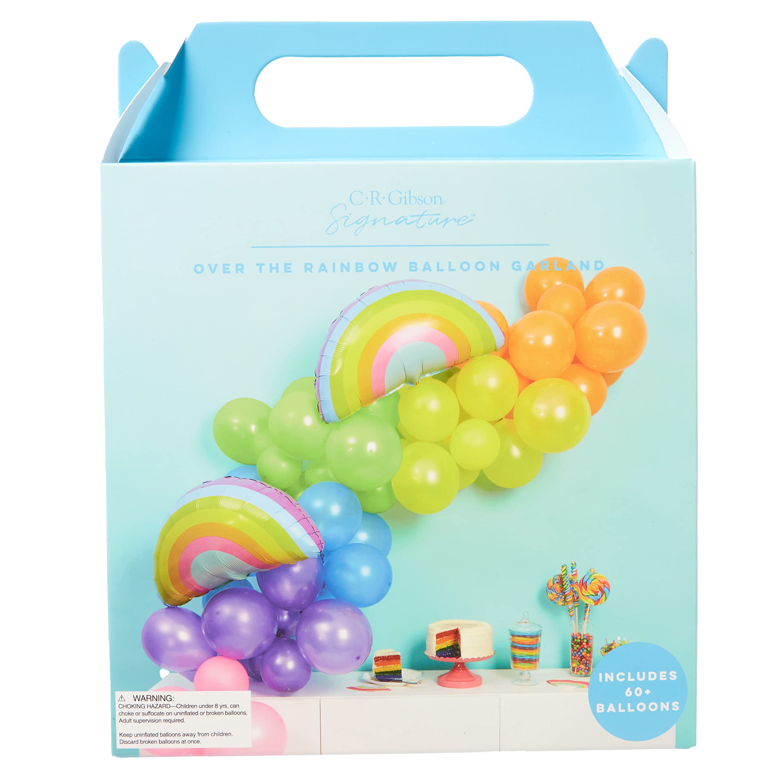 C.R. Gibson CBGM-25271 Kailo Chic, Over the Rainbow Birthday Celebration Balloon Arch Kit, 16 Foot Arch, Multicolor, 144pcs