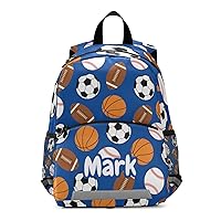 Sports Football Baseball Custom Kid's Backpack Personalized Backpack with Name/Text Preschool Backpack Toddler Backpack for Girls Boys School Backpack for Girls with Chest Strap