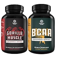 Bundle of Extra Strength Test Booster for Men and Branch Chain Amino Acids Supplement - - Natural Energy Supplement for Men with Horny Goat Weed - Post Workout Muscle Recovery and Growth Support