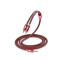 BOAACOUSTIC JIB 4N OFC HiFi 3.5mm Male to 2 RCA Male Audio Auxiliary Stereo Y Splitter Adapter Cable Redberry Series 3.3ft/1m