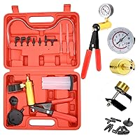 Hand Held Vacuum Pump Tester kit for Automotive with Sponge Protected Case,Adapters,One-Man Brake and Clutch Bleeding System(16pcs)