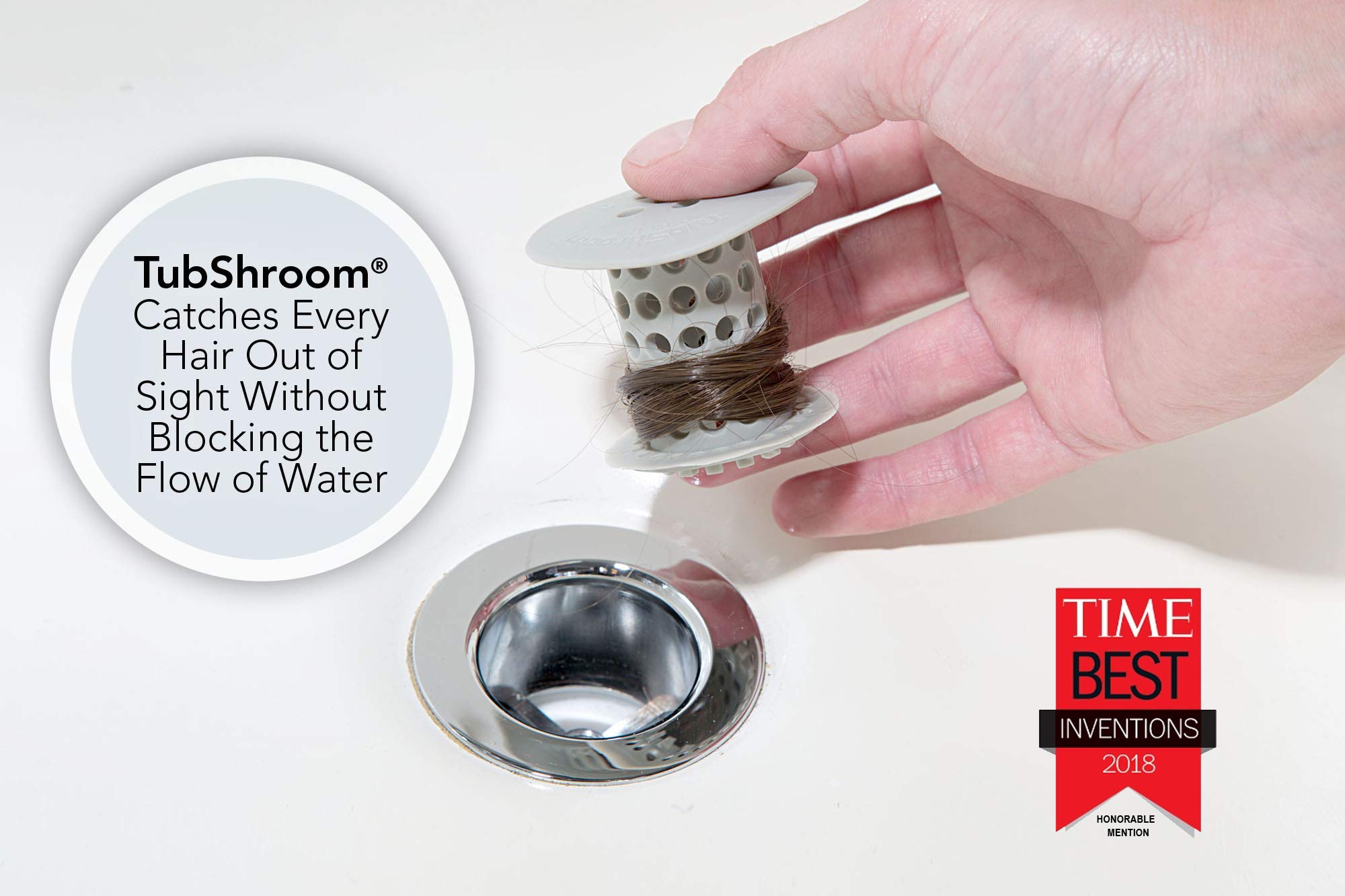 TubShroom and SinkShroom Drain Protectors Hair Catchers for Bathtubs and Sinks, Gray