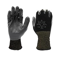 SHOWA 370BXL-09 370B Lightweight, Flexible General Purpose Work Glove, Black/Grey, X-Large, 12 Pair