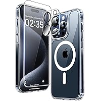 TAURI 5 in 1 Magnetic for iPhone 15 Pro Case, [Compatible with Magsafe] [Military-Grade Drop Protection Shockproof Slim Lanyard Case for iPhone 15 Pro Phone Case 6.1 inch - Clear