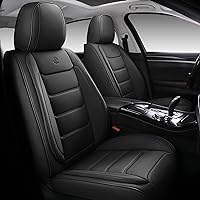 Full Coverage Faux Leather Car Seat Covers Universal Fit for Most Cars,Trucks,Sedans and SUVs with Waterproof Leatherette in Automotive Seat Cover Accessories (Black)