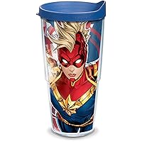 Made in USA Double Walled Captain Marvel Insulated Tumbler Cup Keeps Drinks Cold & Hot, 24oz, Mohawk