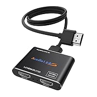 avedio Links 4K@60Hz HDMI Splitter 1 in 2 Out 【with 4 ft HDMI Cable】, 2 Way HDMI Splitter for Dual Monitors, 1x2 HDMI 2.0 Splitter Video Distributor Mirror Only, Support Full HD 1080P 3D HDCP1.4