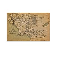 Vintage Wall Map Posters Classic Middle Earth Earth Map Canvas Print Canvas Wall Art Prints for Wall Decor Room Decor Bedroom Decor Gifts Posters 20x30inch(50x75cm) Unframe-style