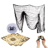 Fortune Teller Halloween Spooky Bundle Set Including 24 Fortune Telling Games, Spooky Drop Cloth, and Ceramic Eyeball Decor - Home Decor, Table, Mantle, Party