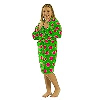 Polka Dot Terry Cloth Cotton Hooded Robes Bathrobes For Teenagers And Petite Ladies