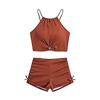 SOLY HUX Girl's Two Piece Swimsuit Drawstring Ruched Bikini Sets Bathing Suits