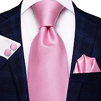 Peach Solid Silk Mens Wedding Tie Gift Necktie for Men Fashion Design Hanky Cufflink Set Business Party