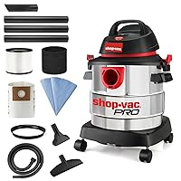 5 Gallon 4.5 Peak HP Wet/Dry Vacuum, Stainless Steel Tank, Portable Shop Vacuum with Attachments for Jobsite, Garage & Workshop. 5989300