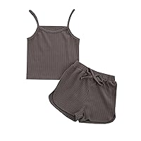 Girls Thanksgiving Outfit Toddler Kids Baby Girl Solid Pullover Sleeveles Ribbed Casual Sports Baby (Grey, 18-24 Months)