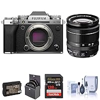 Fujifilm X-T5 Mirrorless Camera, Silver with XF 18-55mm f/2.8-4 R LM OIS Lens, 128GB SD Card, Extra Battery, 58mm Filter Kit, Cleaning Kit