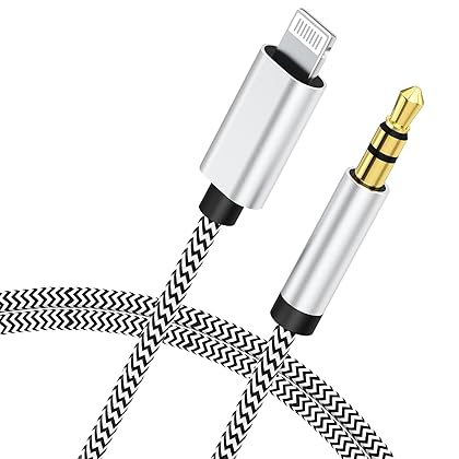 [Apple MFi Certified] iPhone AUX Cord for Car Stereo, Veetone 3FT Lightning to 3.5mm AUX Audio Nylon Braided Cable for iPhone 14 13 12 11 Pro Max/XS/XR/X 8/iPad/iPod to Speaker, Home Stereo, Headphone