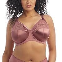 Elomi Women's Cate Full Cup Banded Bra: Comfort, Support, & Elegance. Soft Satin Cups, Sheer Embroidery. DD+ Bras