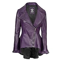 Womens Real Lambskin Leather Jackets Stylish Casual Assymetrical style Biker Racer Peplum Jacket For Ladies