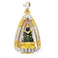 Phra Kaeo Morakot, Emerald Buddha,Gold Pendant Charm Thai Buddha Amulet 22k Thai Baht Yellow Gold Plated Jewelry From Thailand