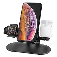 3 in 1 Phone Stand for Desk Aluminum Apple Watch Charger Stand Phone Holder for iPhone 14 13 12 11 All Series, iWatch Series 8/SE2/7/6/SE/5/4/3/2, AirPods, iPad