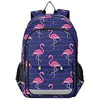 ALAZA Blue Flamingo Stripe Blue Backpack Bookbag Laptop Notebook Bag Casual Travel Daypack for Women Men Fits15.6 Laptop