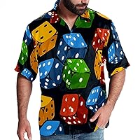 Colorful Casino Dice Men Casual Button Down Shirts Short Sleeve