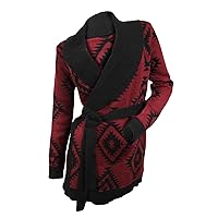 Romeo & Juliet Couture Women's Burgundy Black Intarsia Knit Cardigan
