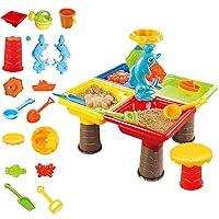Kids Water Table,1 Set Toddler Water Table Square Colorful Sand Table with Cute Dolphin Abs Sensory Table Interactive Parent-Child Developmental Water and Sand Table for Outdoor Beach