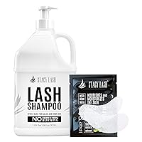 STACY LASH Eyelash Extension Shampoo 1US Gal & 100 Pairs Set Under Eye Gel Pads/Eyelid Foaming Cleanser/Safe Makeup & Mascara Remover/Lint Free Patches/Professional Supplies and Beauty Tools