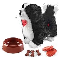 deAO Electronic Pet Dog Toy with Barking, Walking,Tail Wagging,Touch Recognition and Music Functions 6 PCS Puppy Feeding Accessories Puppy Pet Dog,Toys Dog for 3-6 Year Boys Girls Kids