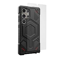URBAN ARMOR GEAR UAG Designed for Samsung Galaxy S24 Ultra Case Monarch Pro Kevlar Black Magnetic Charging Bundle with UAG Premium Tempered Glass Screen Protector 6.8
