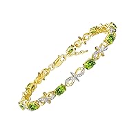 Rylos Bracelets for Women Yellow Gold Plated Silver Infinity Tennis Bracelet Gemstone & Diamonds Adjustable to Fit 7