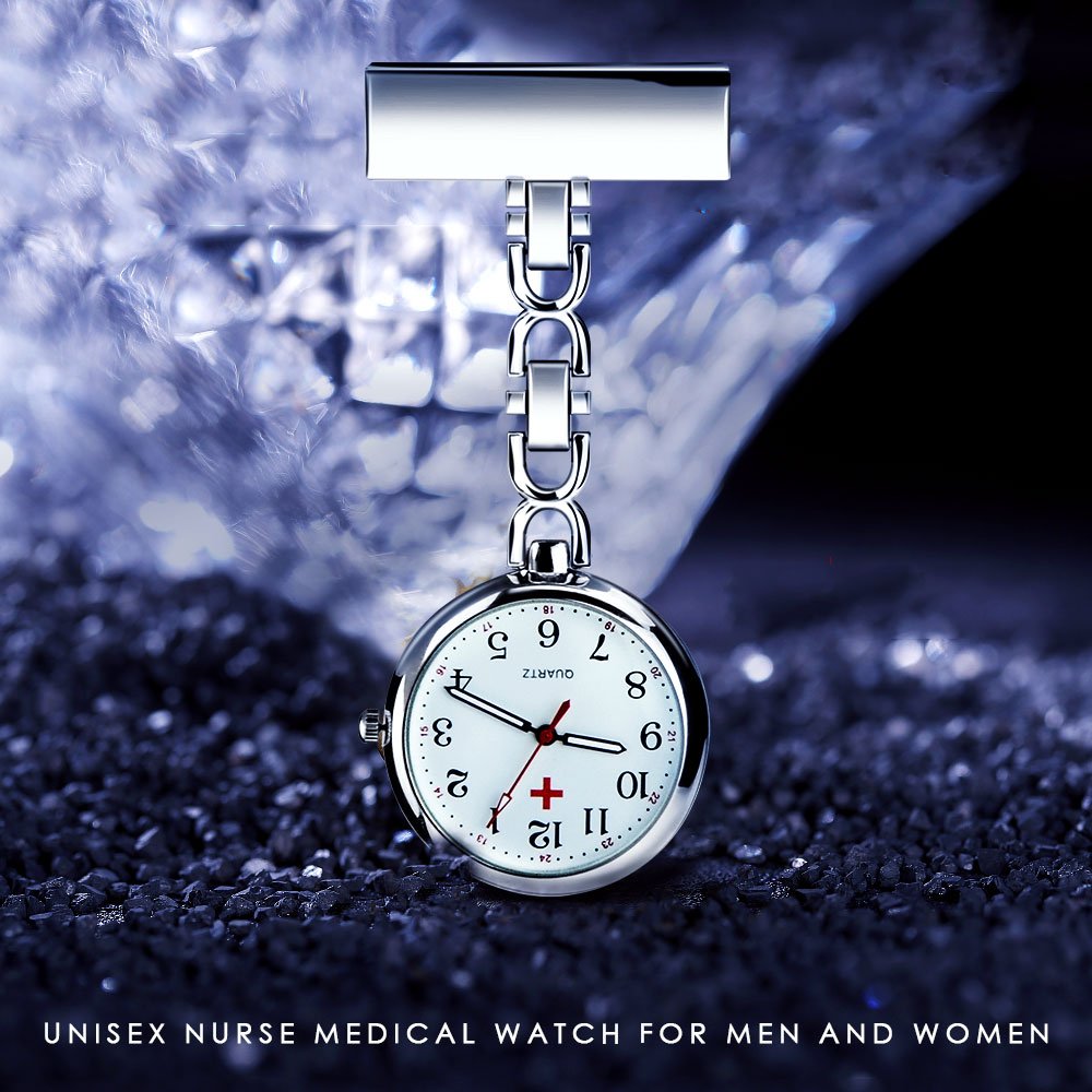 WIOR Nurse Lapel Pin Watch Hanging Medical Doctor Pocket Watch Quartz Movement Nurses Watch for Graduation Xmas Birthday Mothers Day