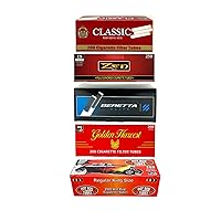 Cigarette Tubes King Size with Filter Variety Pack Beretta | Zen | Hot Rod | Golden Harvest | Classic Red Rolling Papers Smooth Flavor (Pack of 5)