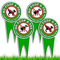 4 PC No Pooping Dog Signs For Yard - 12x6 Double Sided Dibond Keep Off Grass Sign - Dog Signs No Pooping - Pick Up After Your Dog Sign - No Dogs Sign